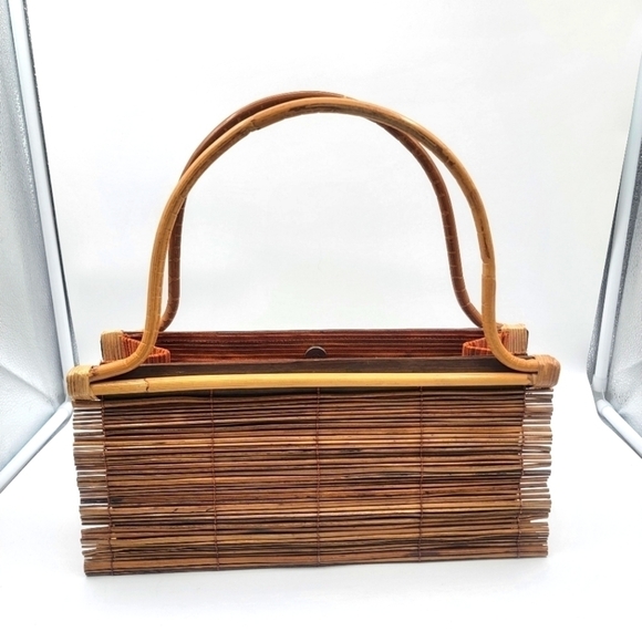 VINTAGE Bamboo slatted handbag - Picture 1 of 12